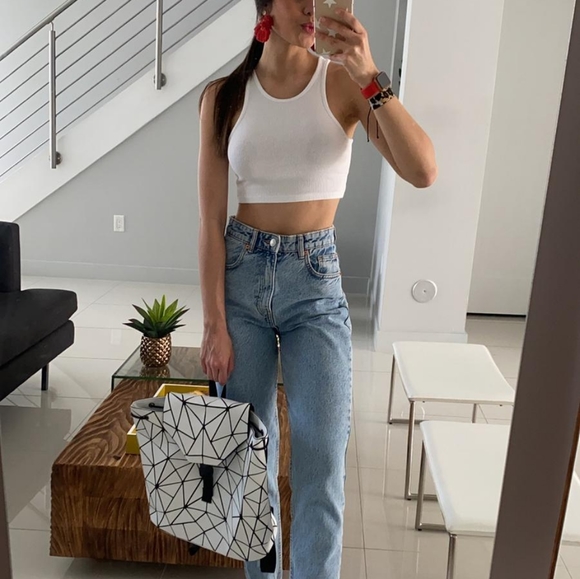 White Geometric Backpack - Picture 1 of 2